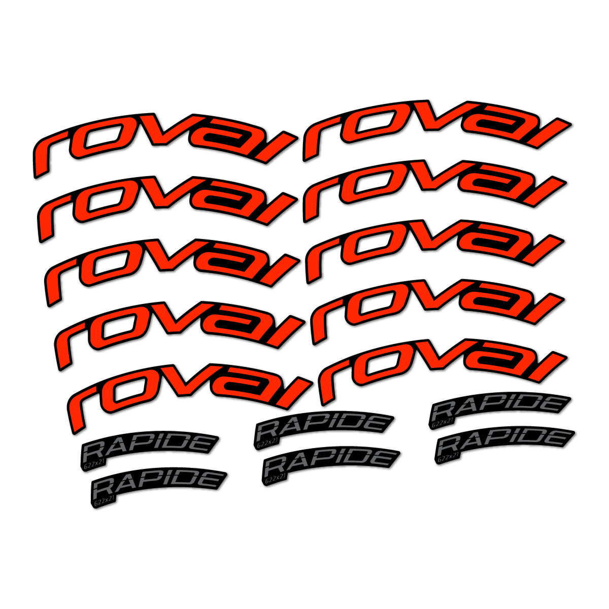 Stickers compatibles Roval Rapide TL 2022-2026 pour jantes route – autocollants vinyle - Rouge Fluo