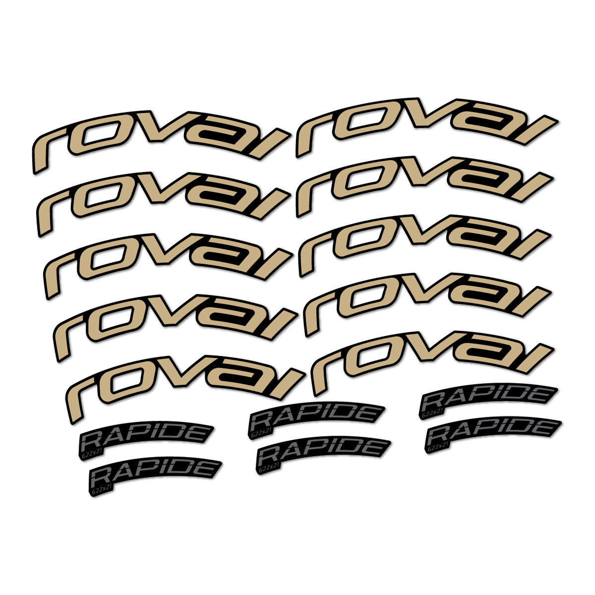 Stickers compatibles Roval Rapide TL 2022-2026 pour jantes route – autocollants vinyle - Sable
