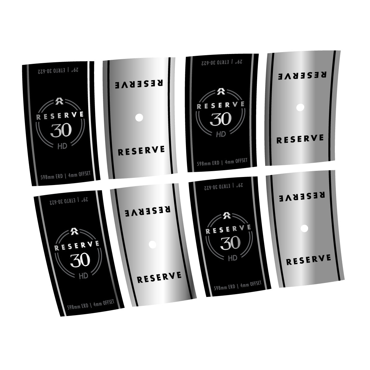 Stickers compatibles Reserve 30 HD Carbon pour jantes VTT 29" – autocollants vinyle - Argent Chromé