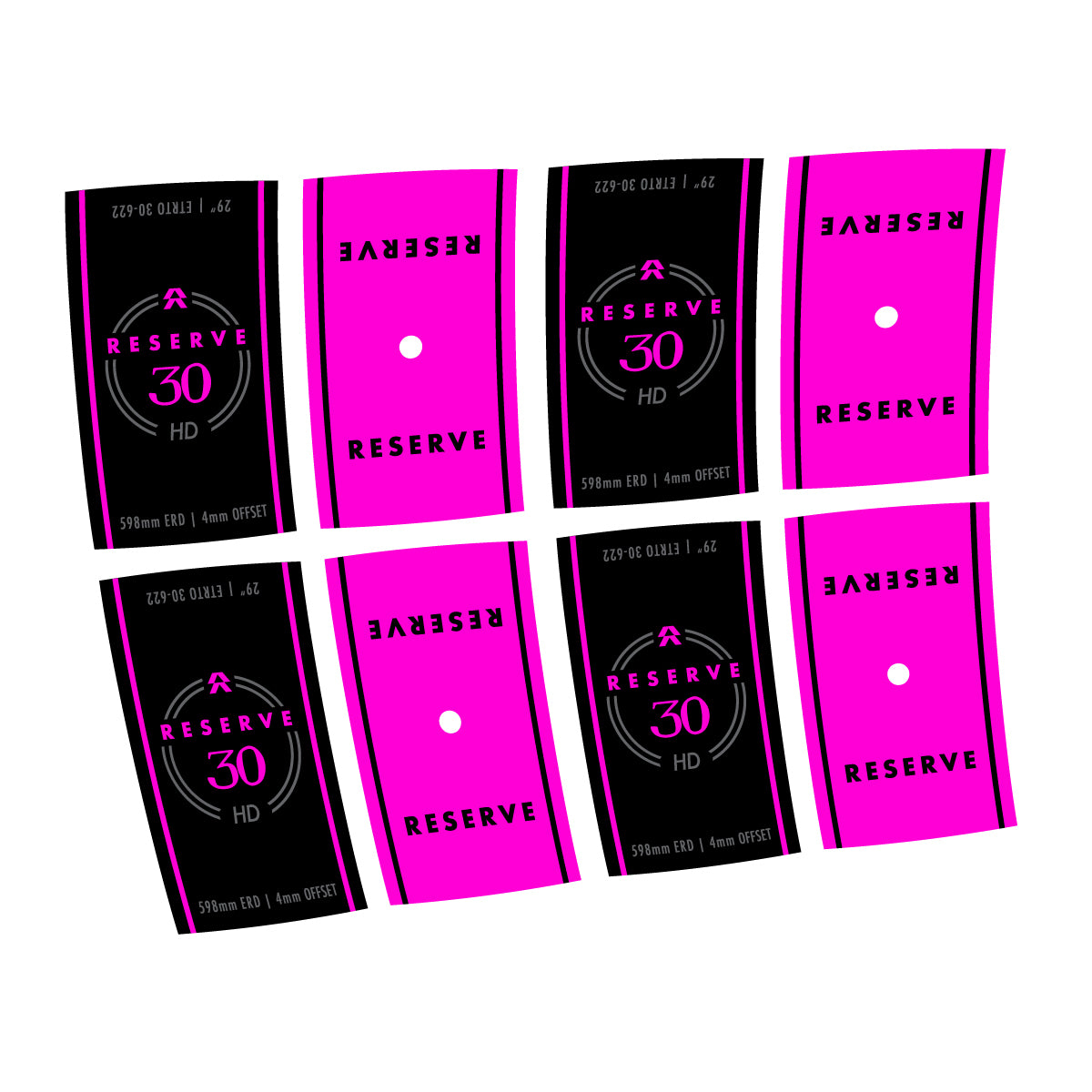 Stickers compatibles Reserve 30 HD Carbon pour jantes VTT 29" – autocollants vinyle - Fuchsia Fluo