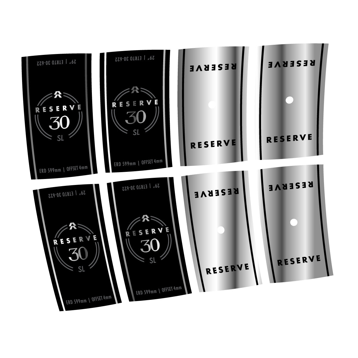 Stickers compatibles Reserve 30 SL Carbon pour jantes VTT 29" – autocollants vinyle - Argent Chromé