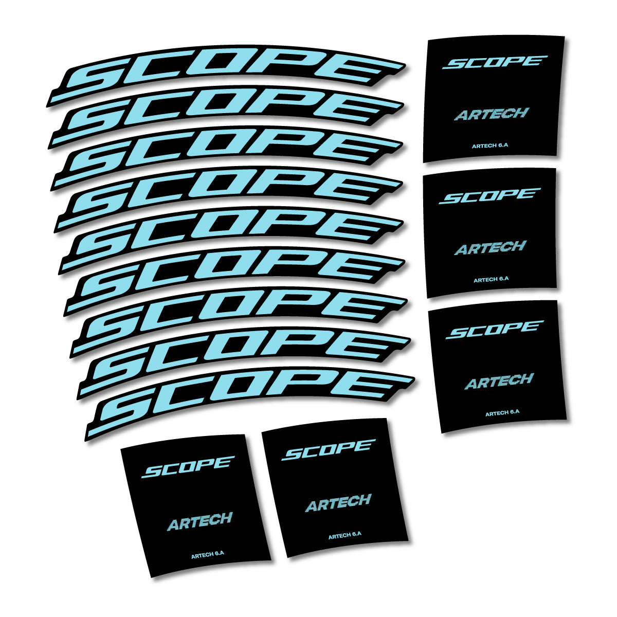 Stickers compatibles Scope Artech 6.A 2026 pour jantes route – autocollants vinyle - Cyan Glacier