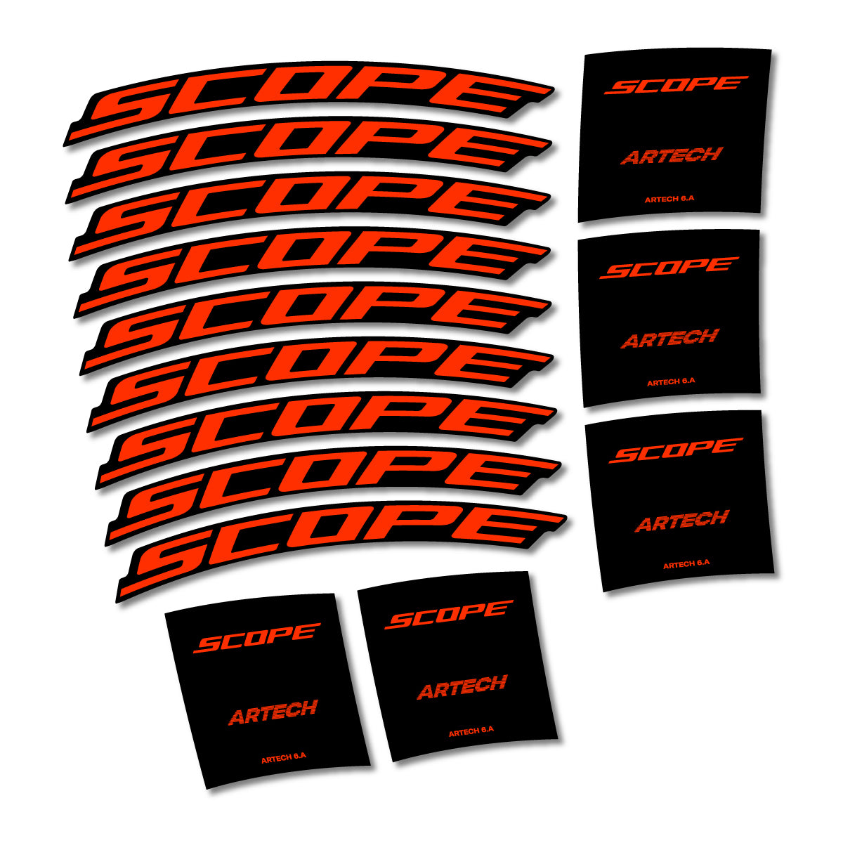 Stickers compatibles Scope Artech 6.A 2026 pour jantes route – autocollants vinyle - Orange KTM