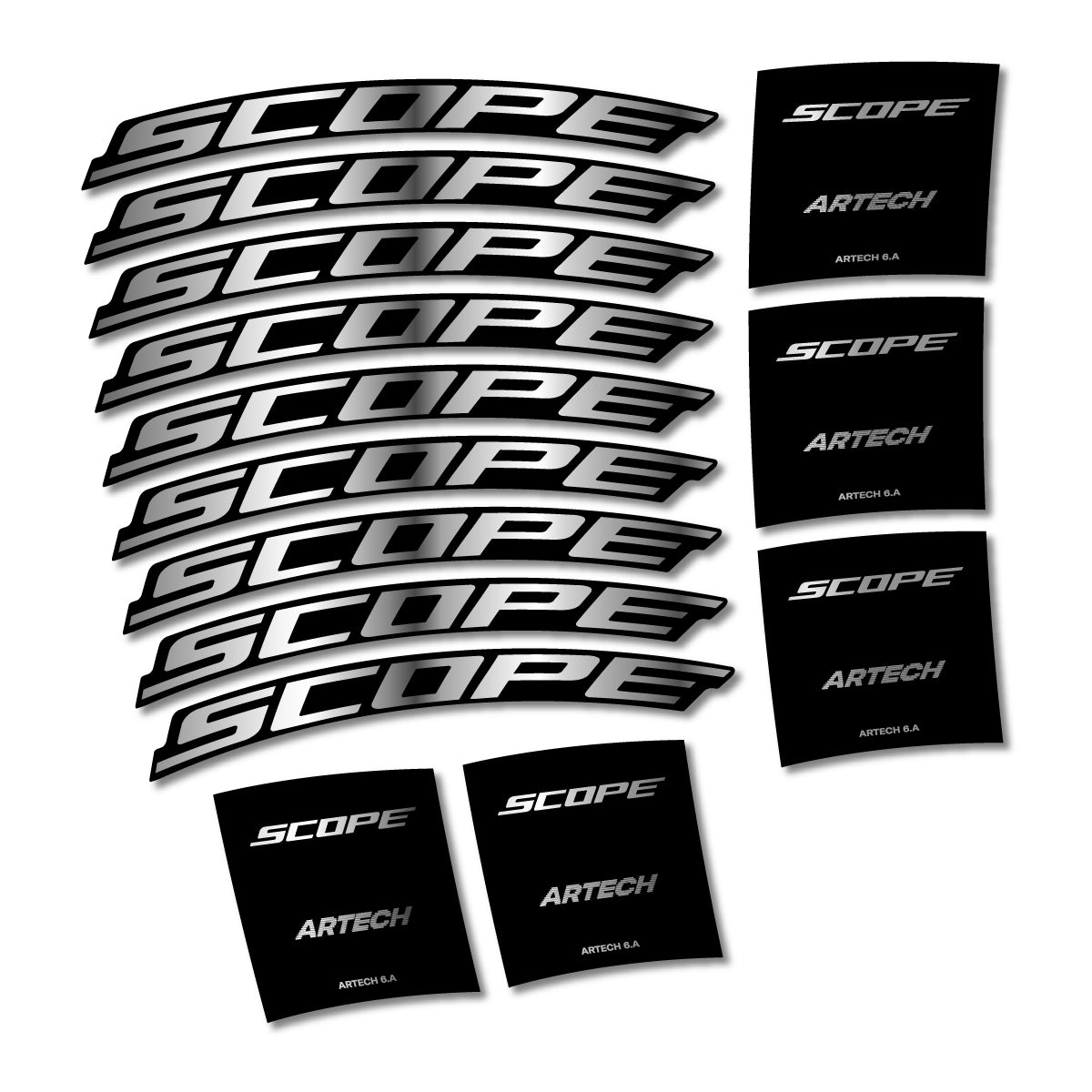 Stickers compatibles Scope Artech 6.A 2026 pour jantes route – autocollants vinyle - Argent Chromé