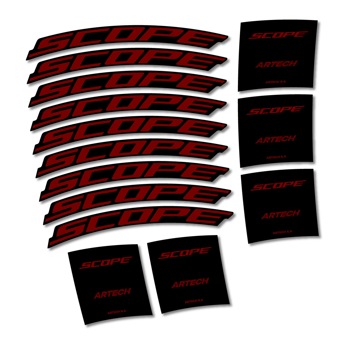 Stickers compatibles Scope Artech 6.A 2026 pour jantes route – autocollants vinyle - Rouge Bordeaux
