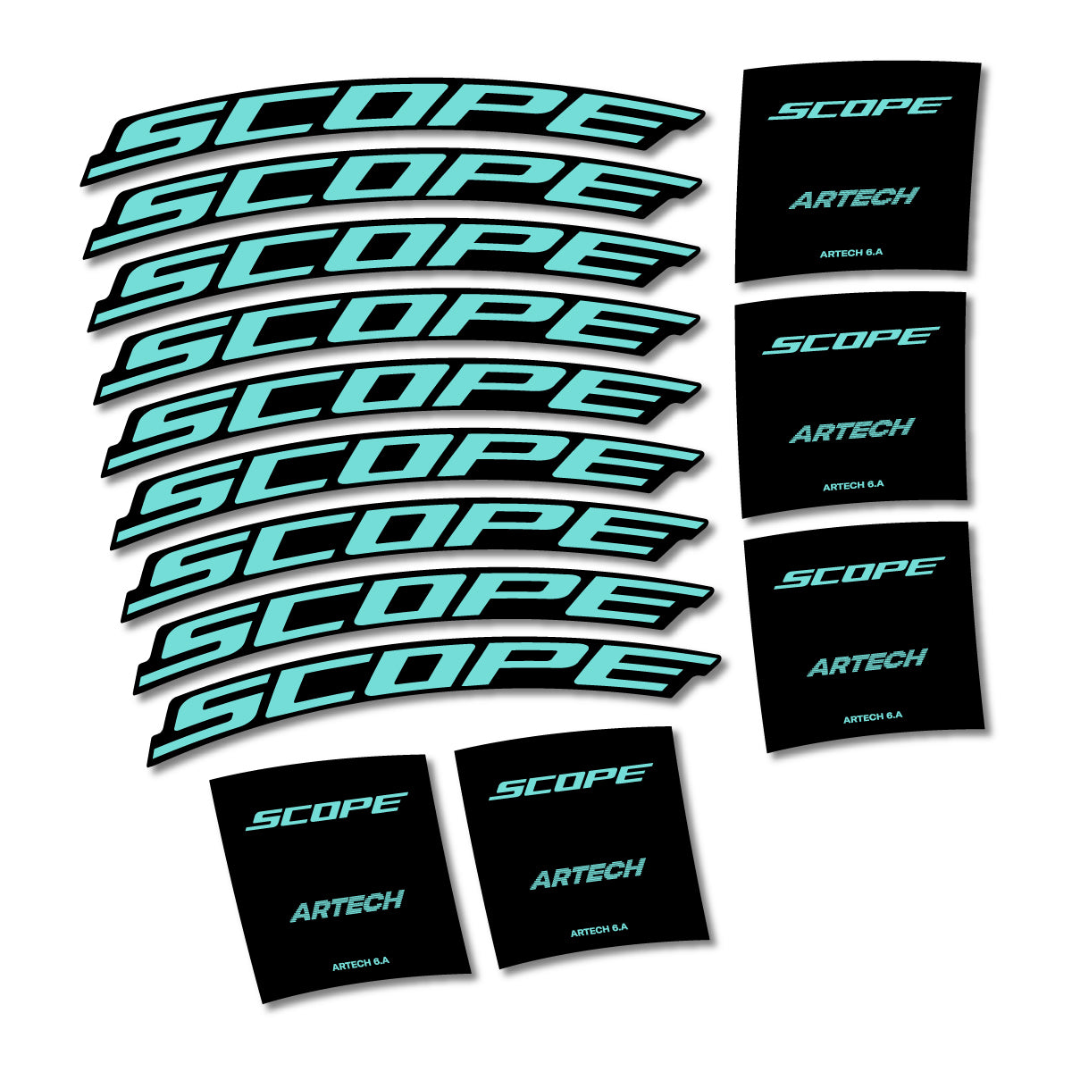 Stickers compatibles Scope Artech 6.A 2026 pour jantes route – autocollants vinyle - Turquoise Clair