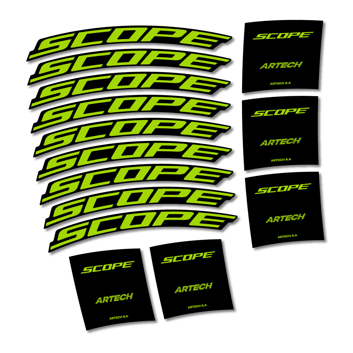 Stickers compatibles Scope Artech 6.A 2026 pour jantes route – autocollants vinyle - Vert Citron