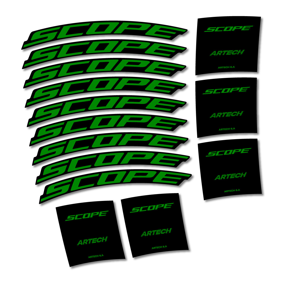 Stickers compatibles Scope Artech 6.A 2026 pour jantes route – autocollants vinyle - Vert Moyen