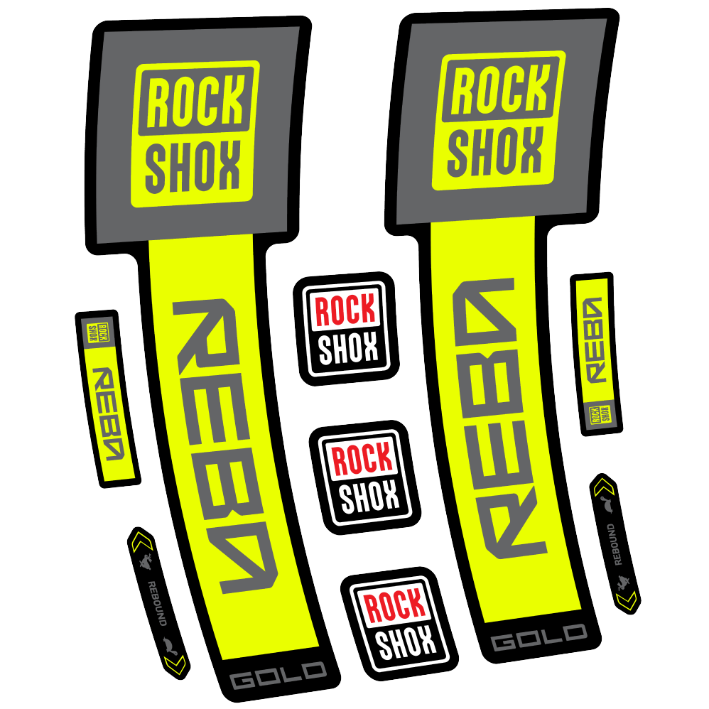 Stickers Rock Shox Reba Gold 2025 compatibles - Autocollants fourche VTT