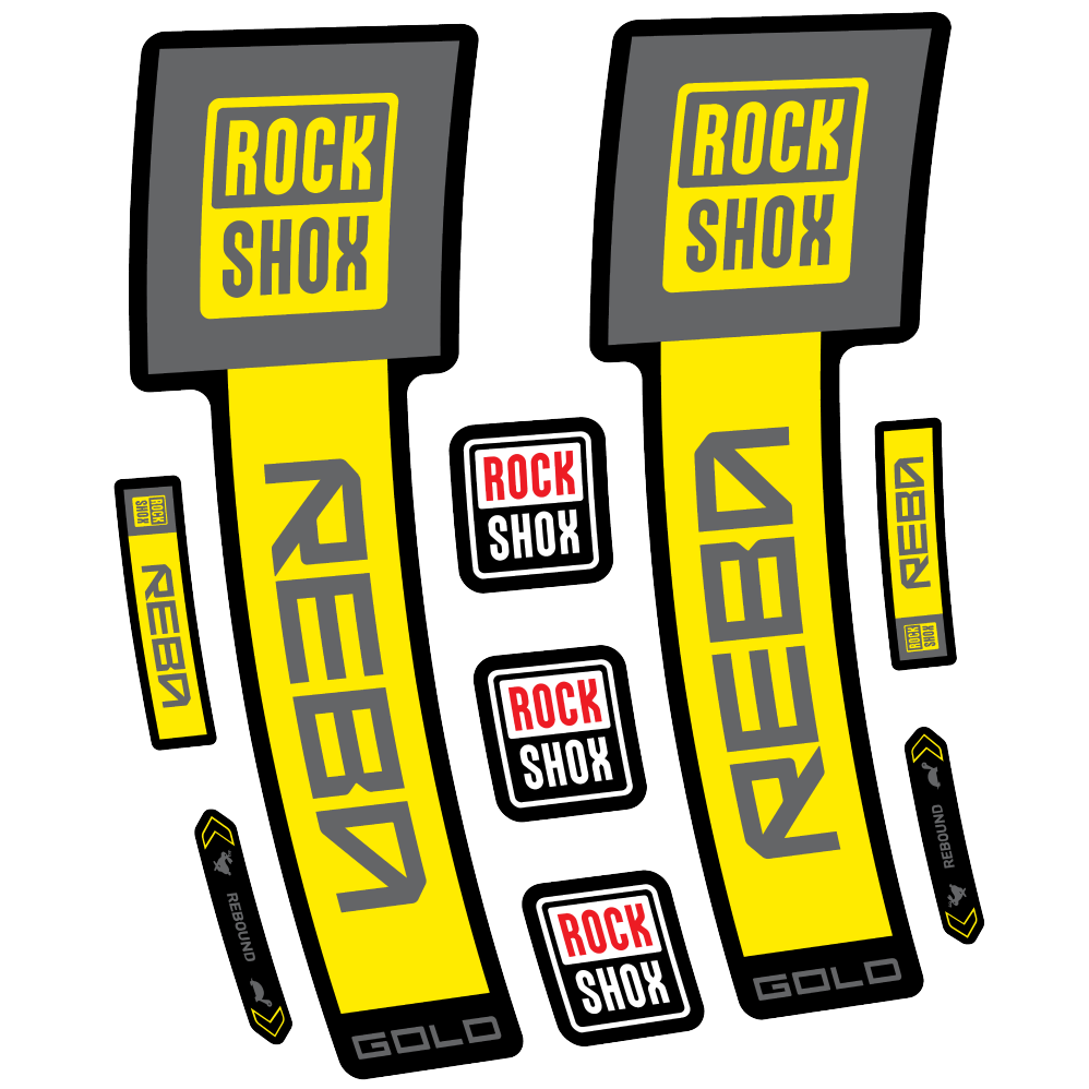 Stickers Rock Shox Reba Gold 2025 compatibles - Autocollants fourche VTT