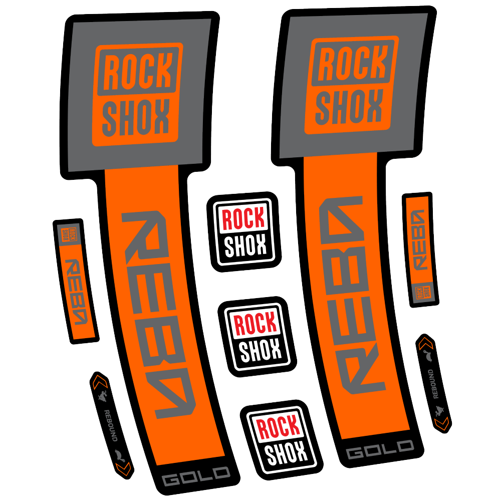 Stickers Rock Shox Reba Gold 2025 compatibles - Autocollants fourche VTT