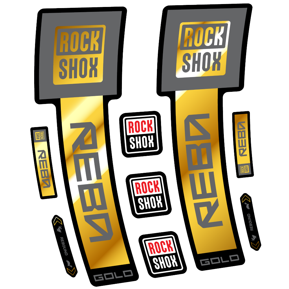 Stickers Rock Shox Reba Gold 2025 compatibles - Autocollants fourche VTT