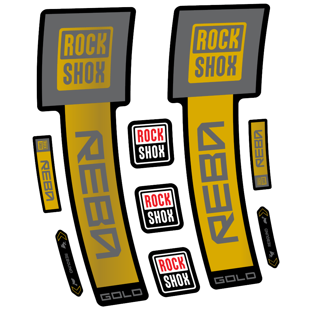 Stickers Rock Shox Reba Gold 2025 compatibles - Autocollants fourche VTT