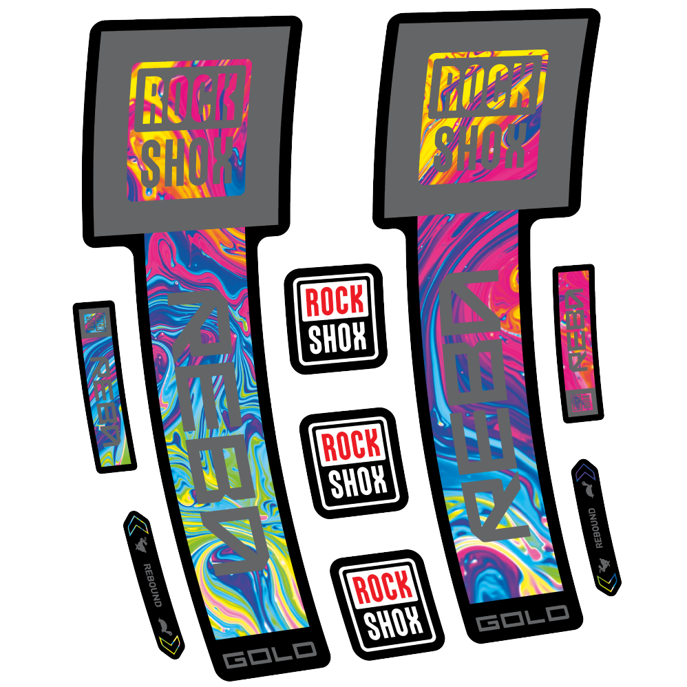 Stickers Rock Shox Reba Gold 2025 compatibles - Autocollants fourche VTT