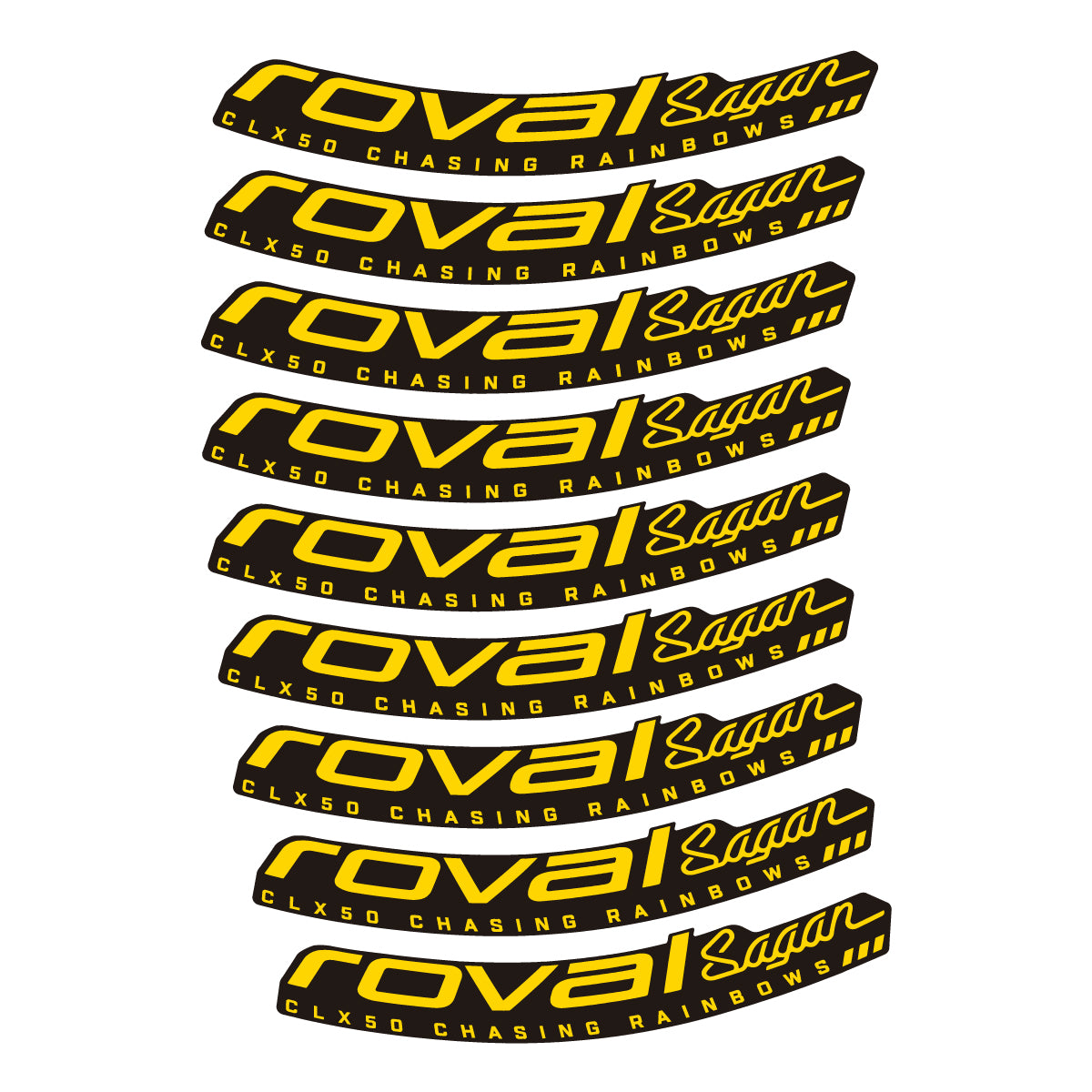 Stickers compatibles Roval Sagan CLX 64 Rainbow pour jantes route 64 mm – autocollants vinyle - Jaune Banane