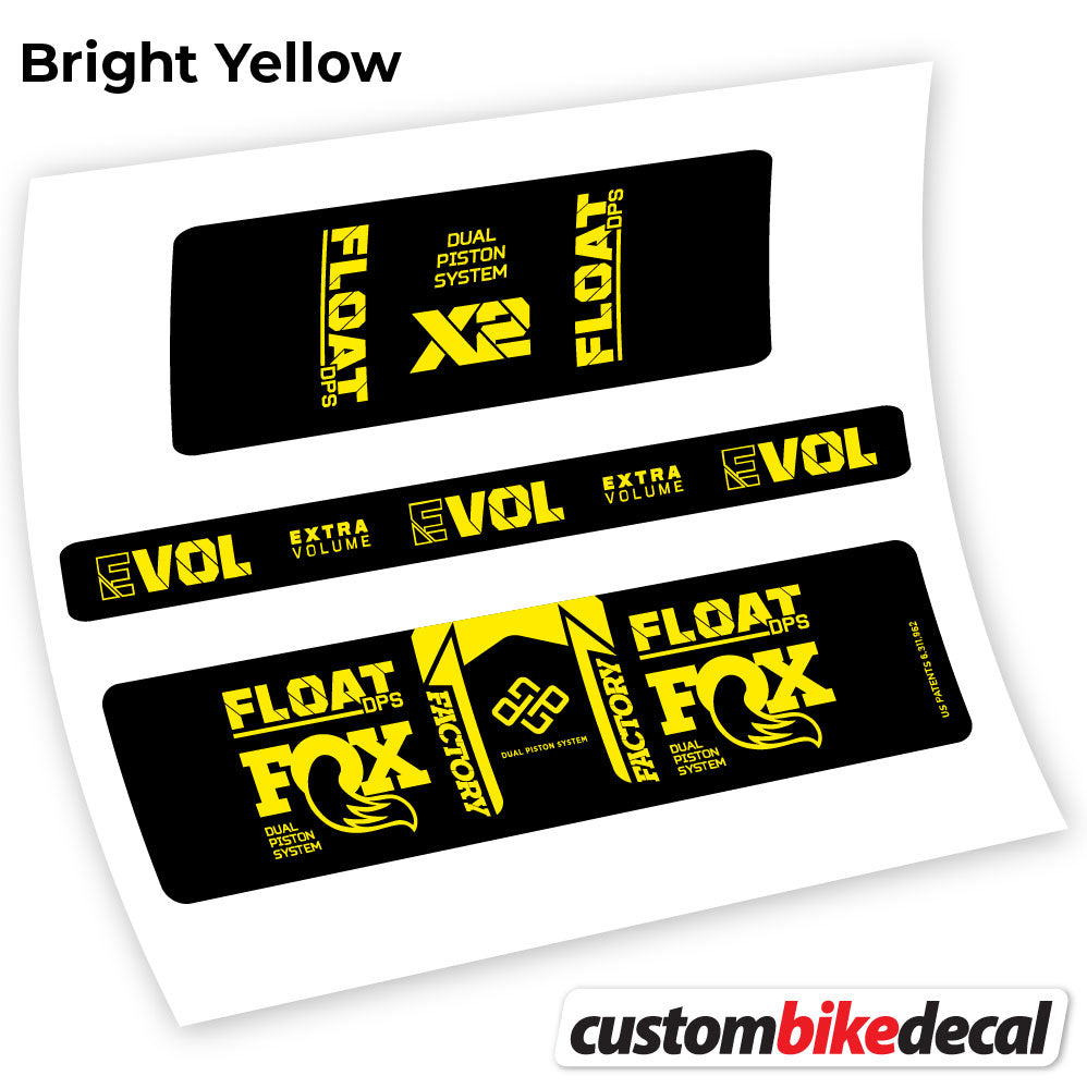 Yellow decal for Fox Float DPS X2 2021 rear shock – bike sticker vinyl