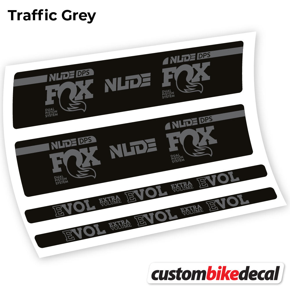 Trafc Grey decal for Fox Nude DPS rear shock – bike sticker vinyl