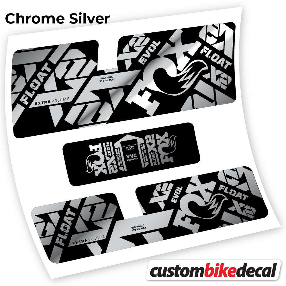 Chrome Silver decal for Fox X2 Performance Elite 2021 rear shock – bike sticker vinyl