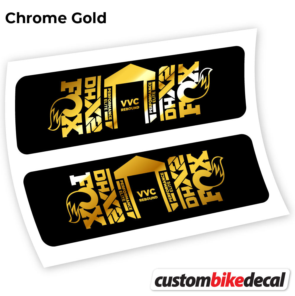 Chrome Gold decal for Fox DHX2 Elite 2021 rear shock – bike sticker vinyl