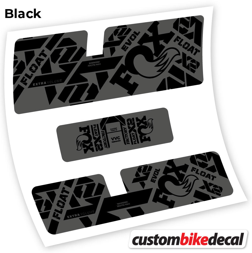 Matte Black+Gloss Black decal for Fox X2 Factory 2021 rear shock – bike sticker vinyl