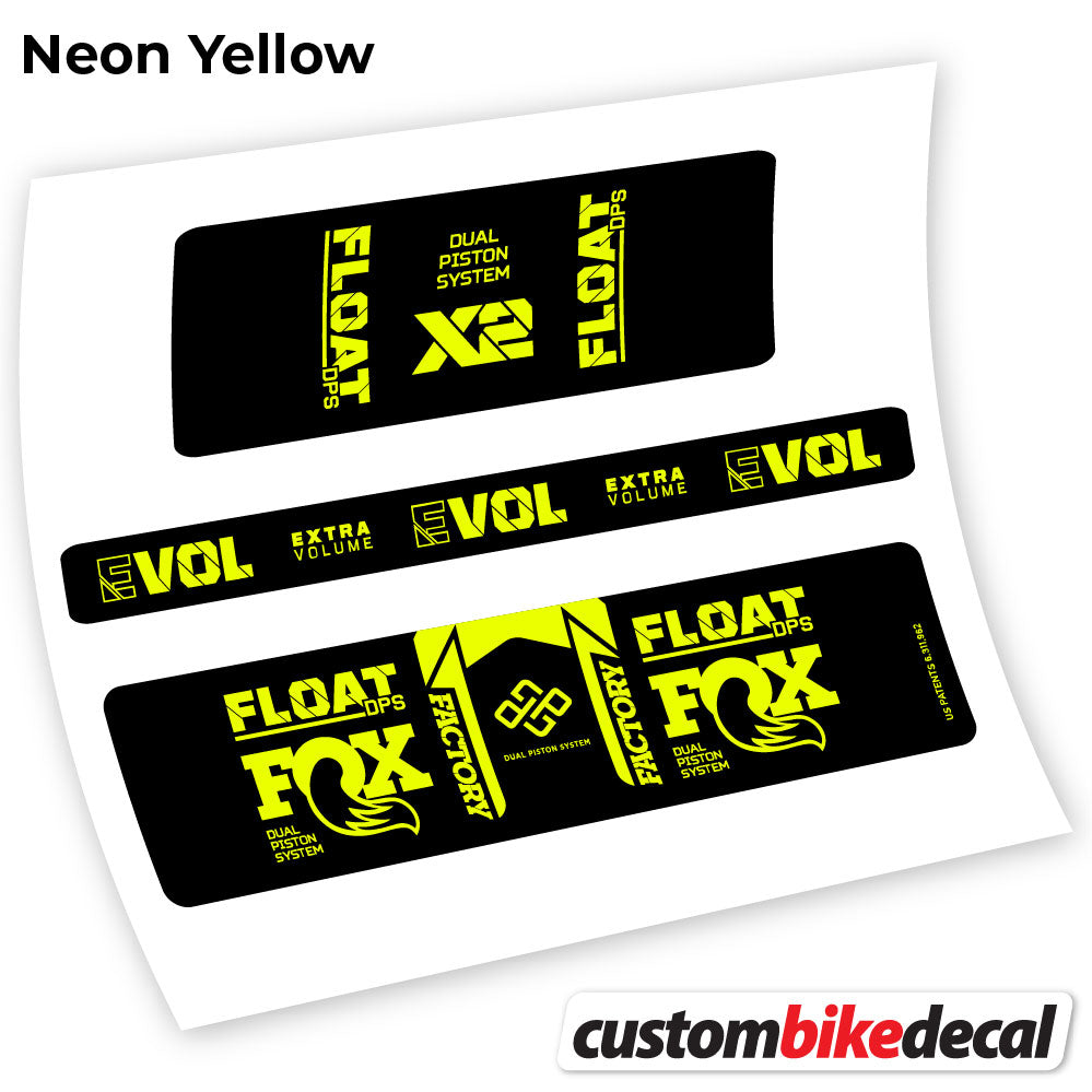 Neon Yellow decal for Fox Float DPS X2 2021 rear shock – bike sticker vinyl