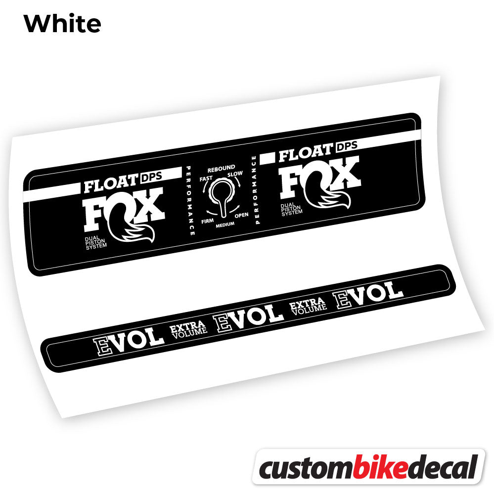 White decal for Fox Float DPS Performance rear shock – bike sticker vinyl