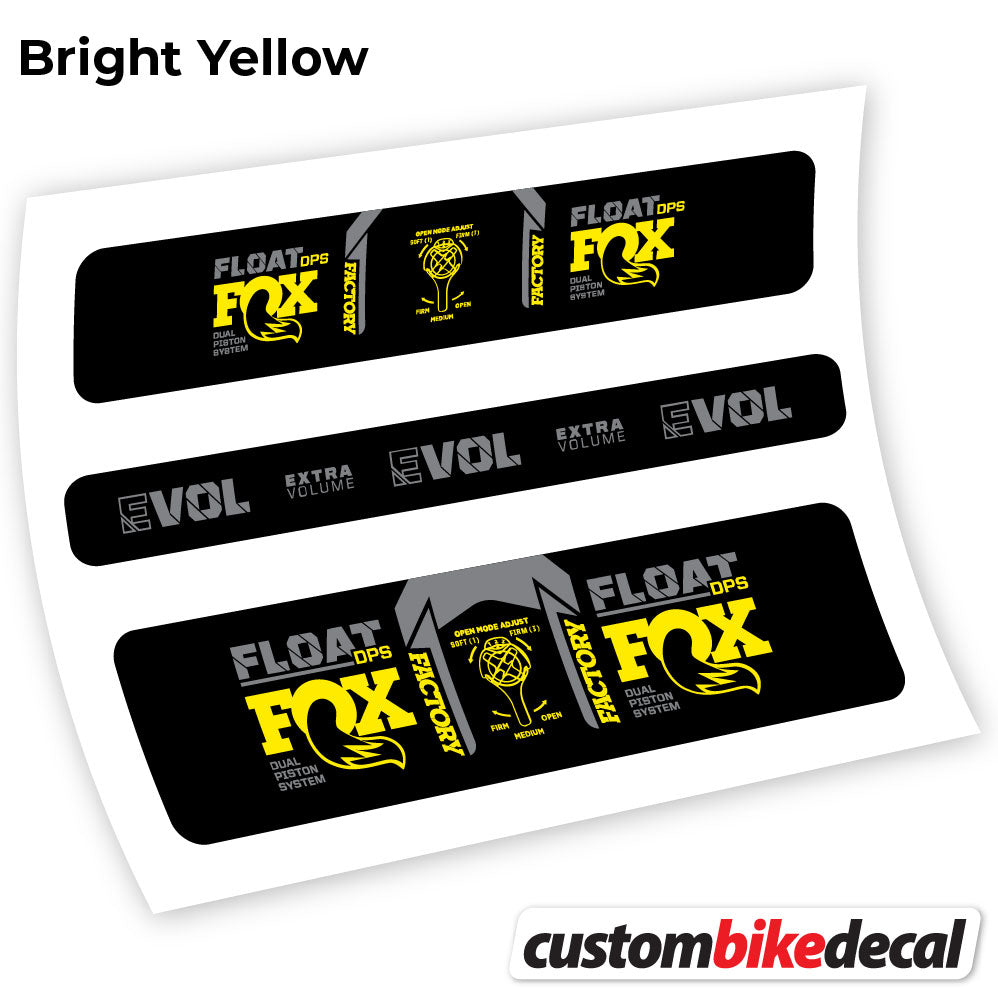 Yellow decal for Fox DPS Factory 2021 rear shock – bike sticker vinyl