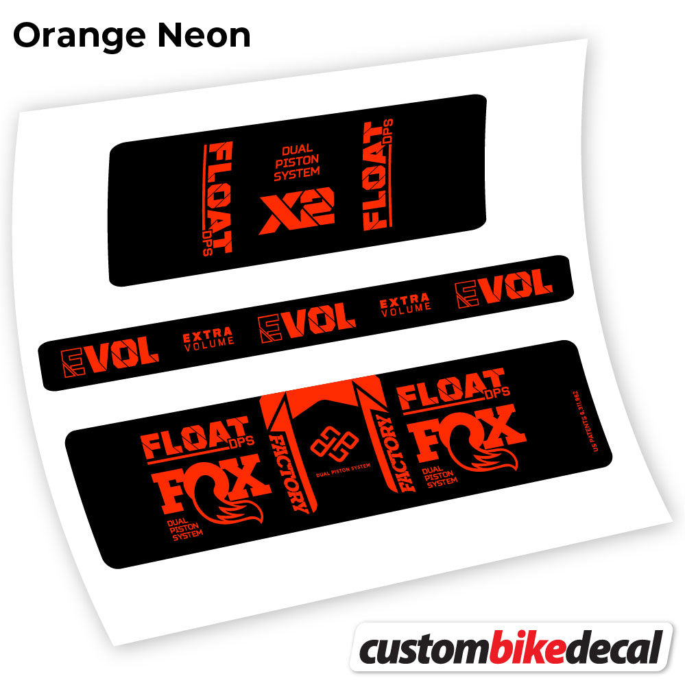 Orange Neon decal for Fox Float DPS X2 2021 rear shock – bike sticker vinyl