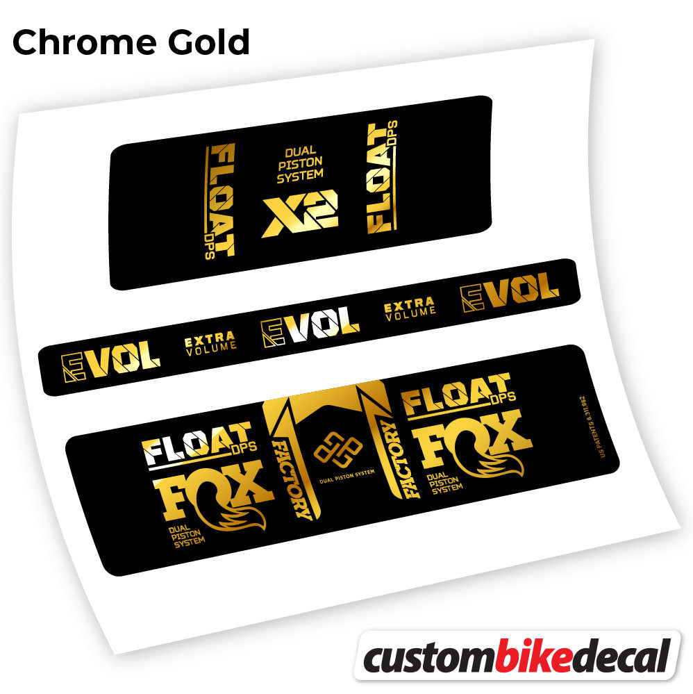 Chrome Gold decal for Fox Float DPS X2 2021 rear shock – bike sticker vinyl