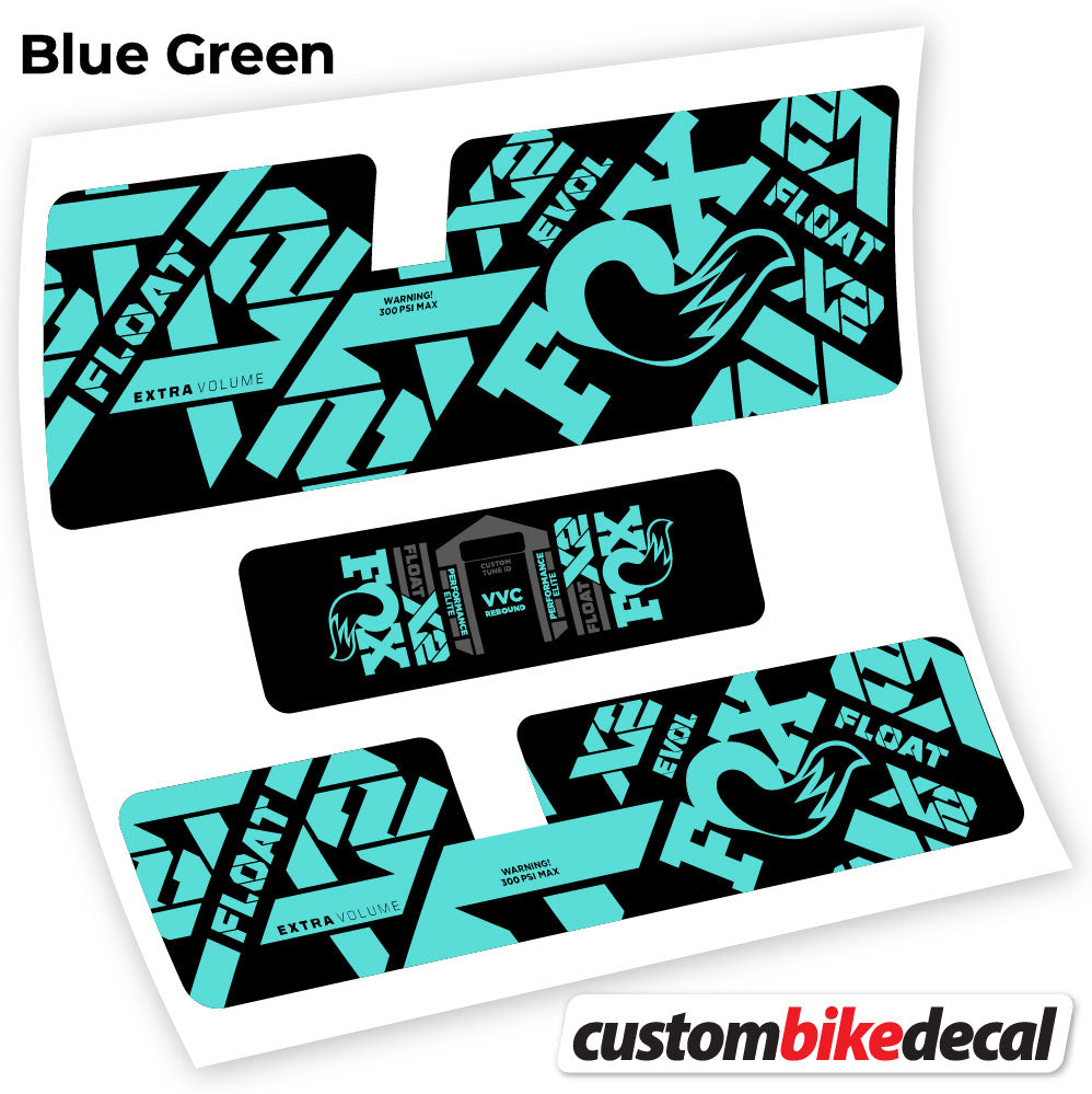 Blue Green decal for Fox X2 Performance Elite 2021 rear shock – bike sticker vinyl