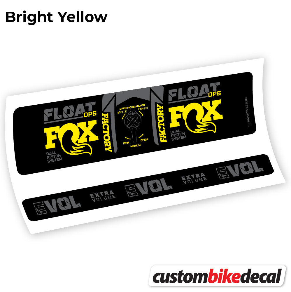 Yellow decal for Fox DPS Factory 3Pos 2021 rear shock – bike sticker vinyl
