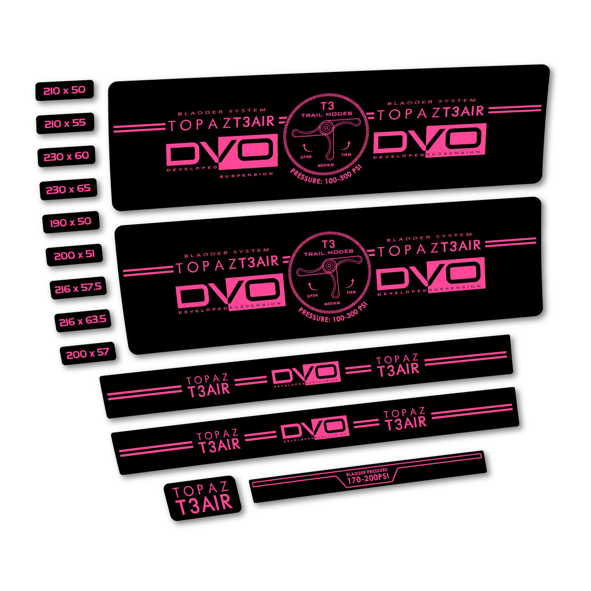 Bubblegum Pink decal for DVO Topaz T3 Air 2016-2017 rear shock – bike sticker vinyl