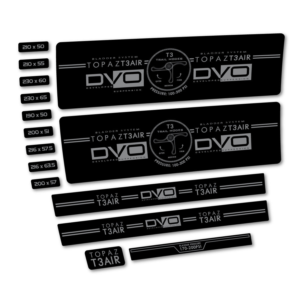 Stickers compatibles DVO Topaz T3 Air 2016-2017 pour amortisseur – autocollants vinyle - Gris Souris