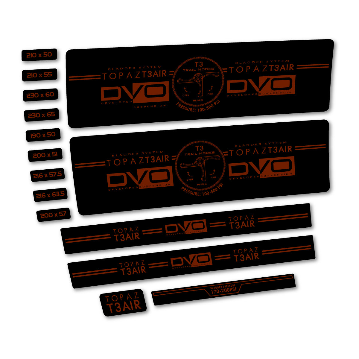Stickers compatibles DVO Topaz T3 Air 2016-2017 pour amortisseur – autocollants vinyle - Marron