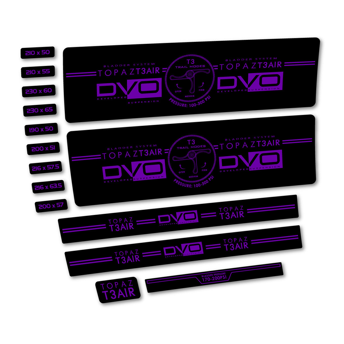 Stickers compatibles DVO Topaz T3 Air 2016-2017 pour amortisseur – autocollants vinyle - Violet