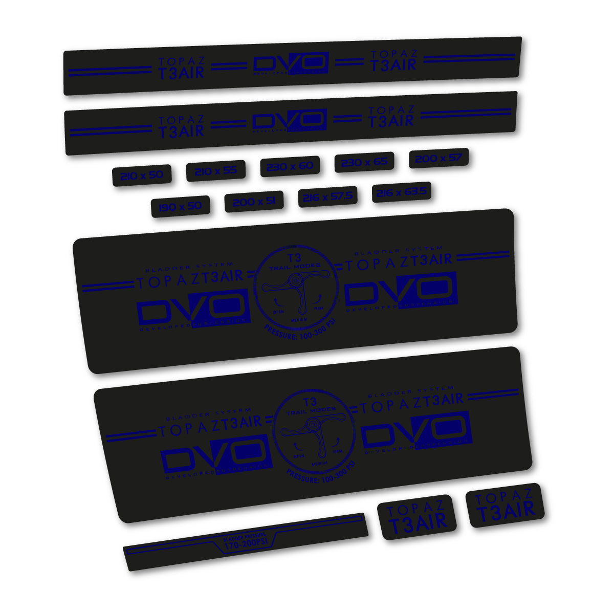 Stickers compatibles DVO Topaz T3 Air Green 2016-2017 pour amortisseur – autocollants vinyle - Bleu Scandinave