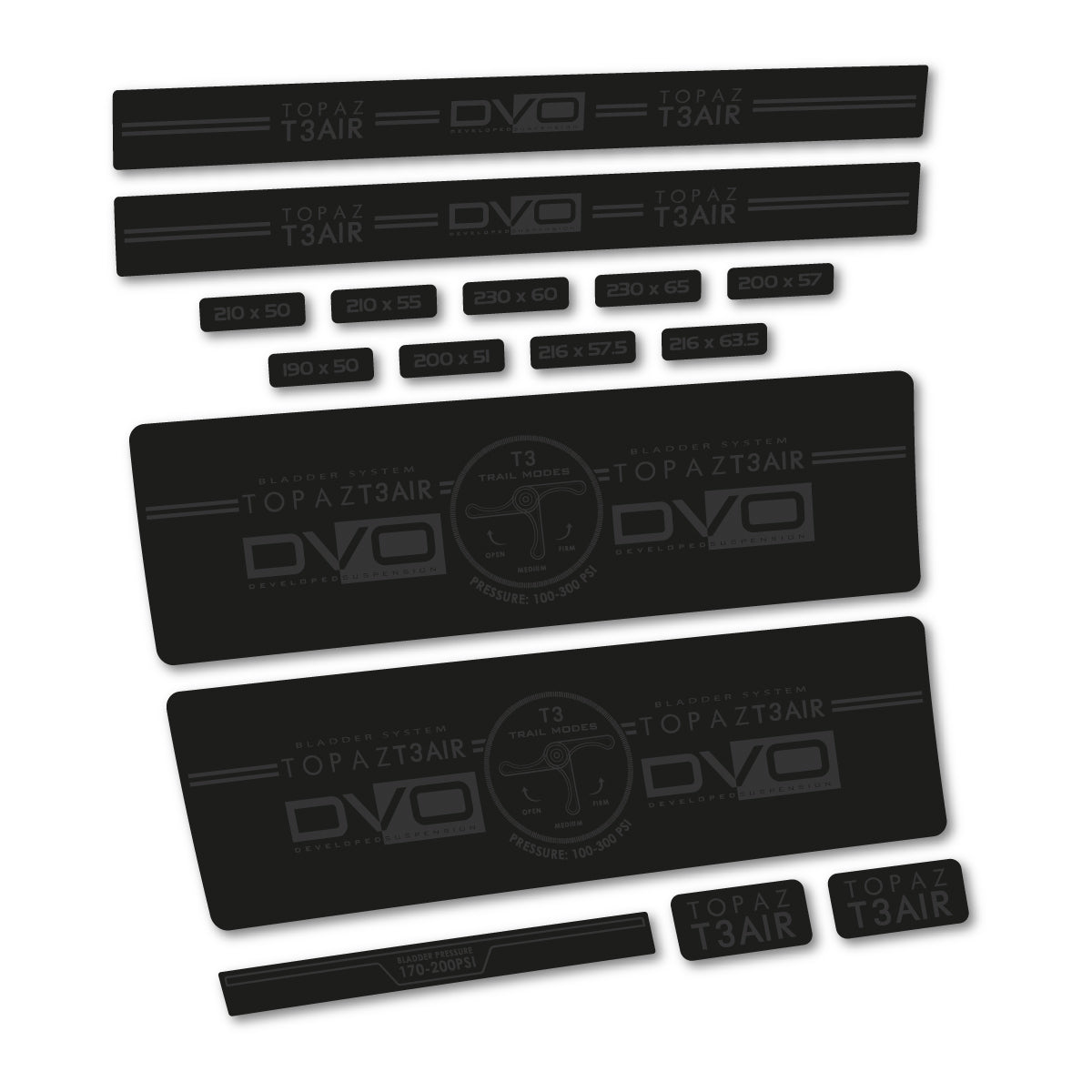 Very Dark Grey decal for DVO Topaz T3 Air Green 2016-2017 rear shock – bike sticker vinyl