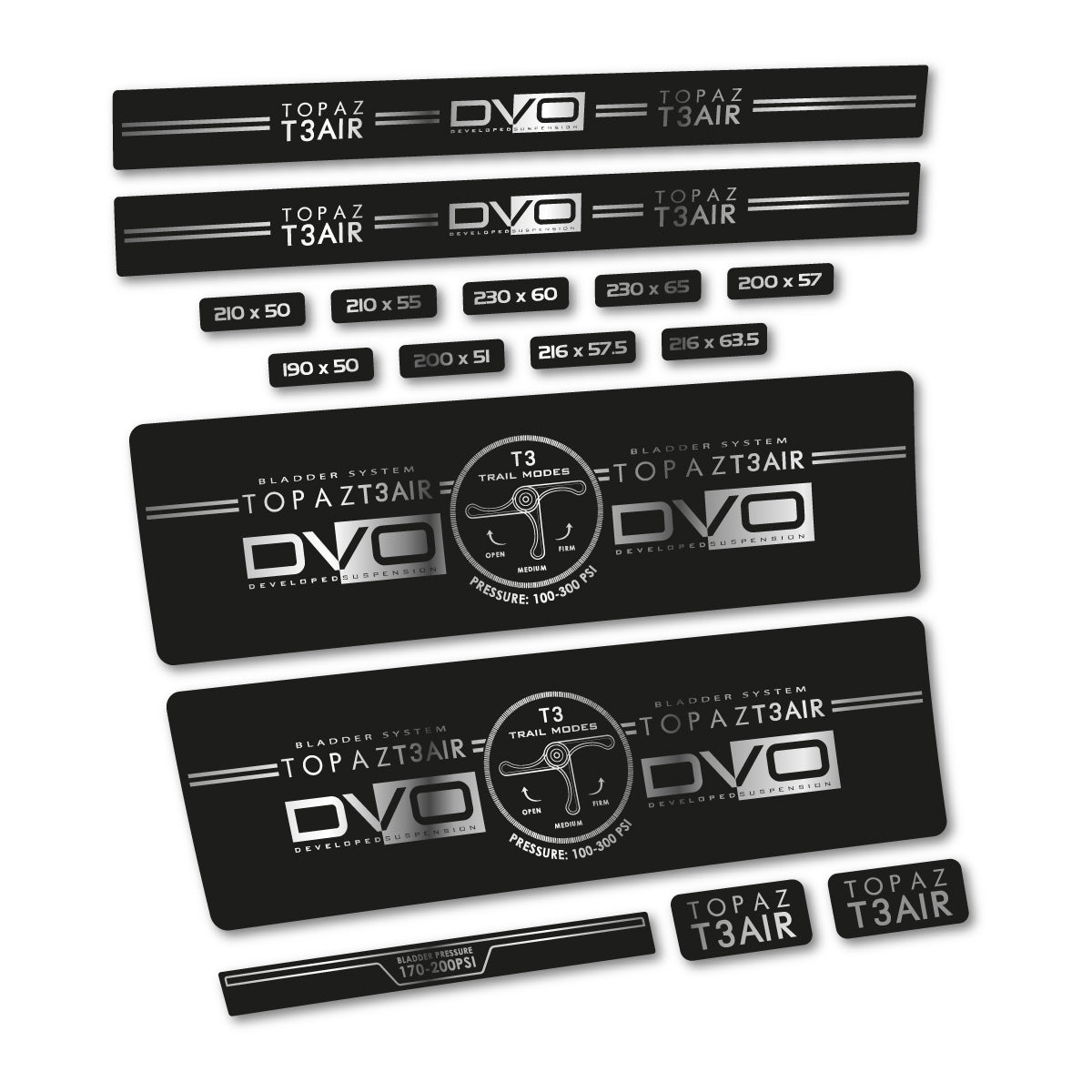 Chrome Silver decal for DVO Topaz T3 Air Green 2016-2017 rear shock – bike sticker vinyl