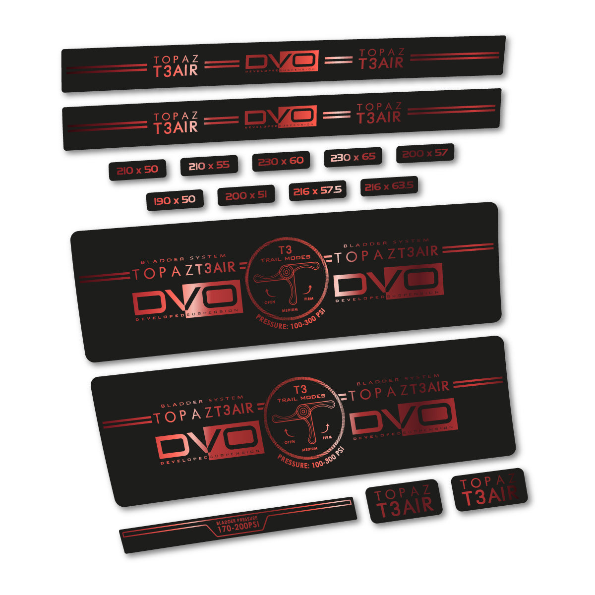 Copper decal for DVO Topaz T3 Air Green 2016-2017 rear shock – bike sticker vinyl