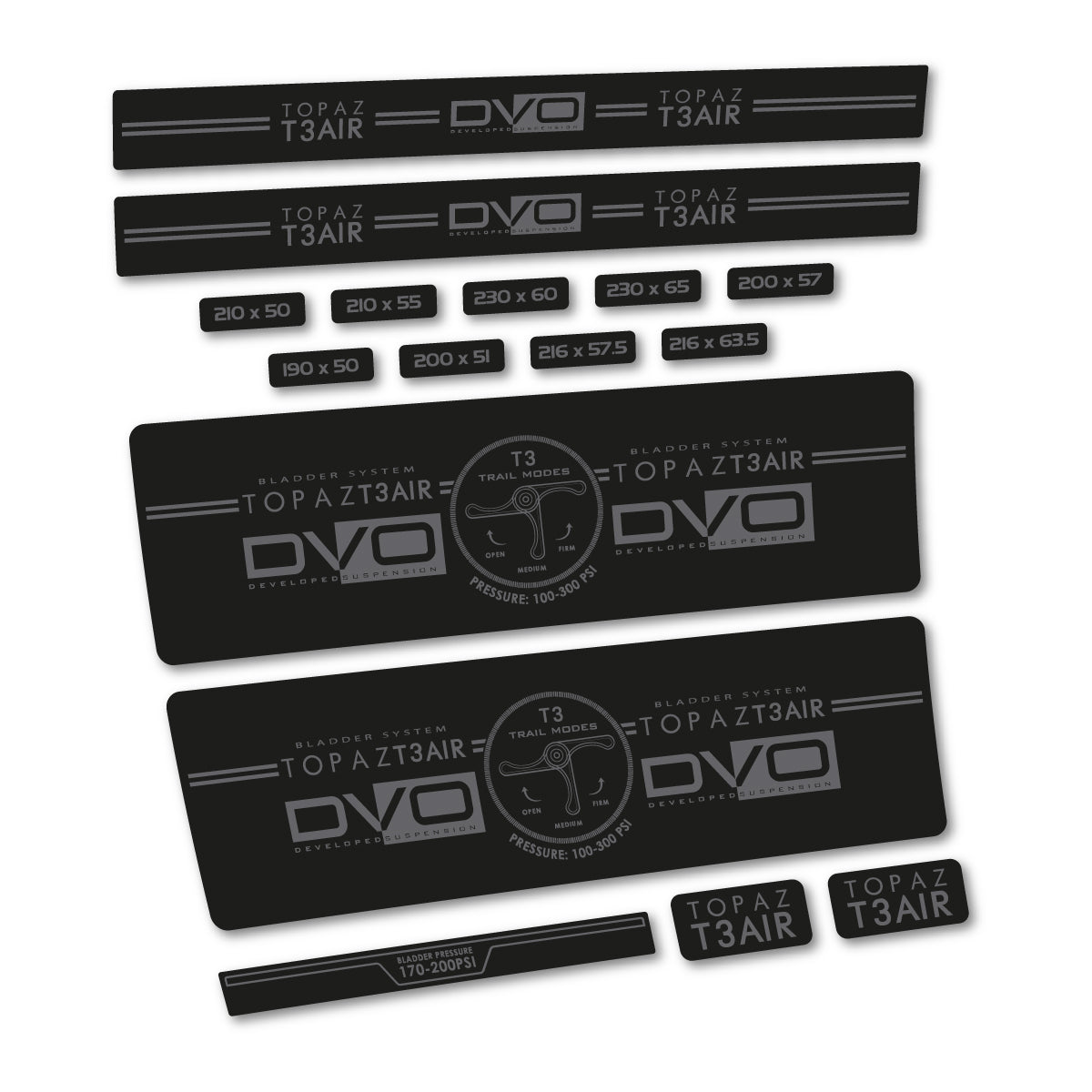 Stickers compatibles DVO Topaz T3 Air Green 2016-2017 pour amortisseur – autocollants vinyle - Gris Mystique