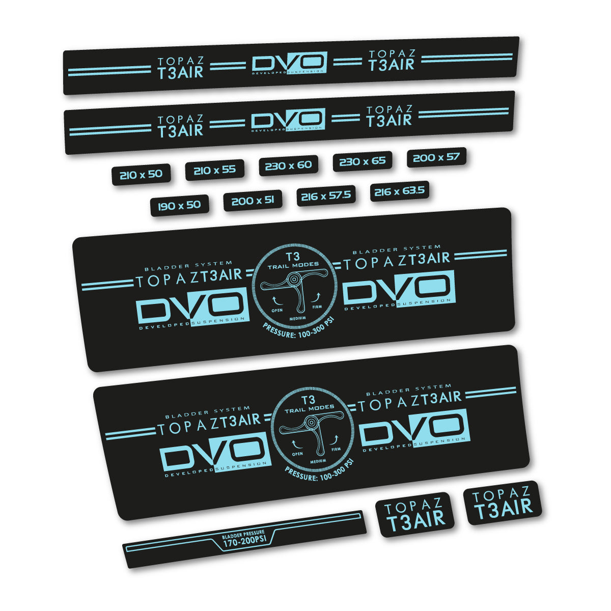 Sky Blue decal for DVO Topaz T3 Air Green 2016-2017 rear shock – bike sticker vinyl