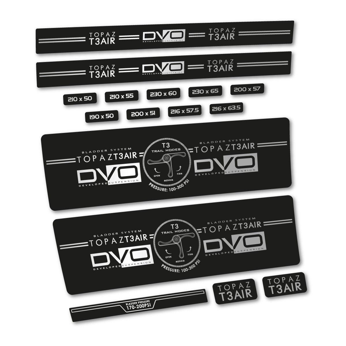 Light Silver decal for DVO Topaz T3 Air Green 2016-2017 rear shock – bike sticker vinyl