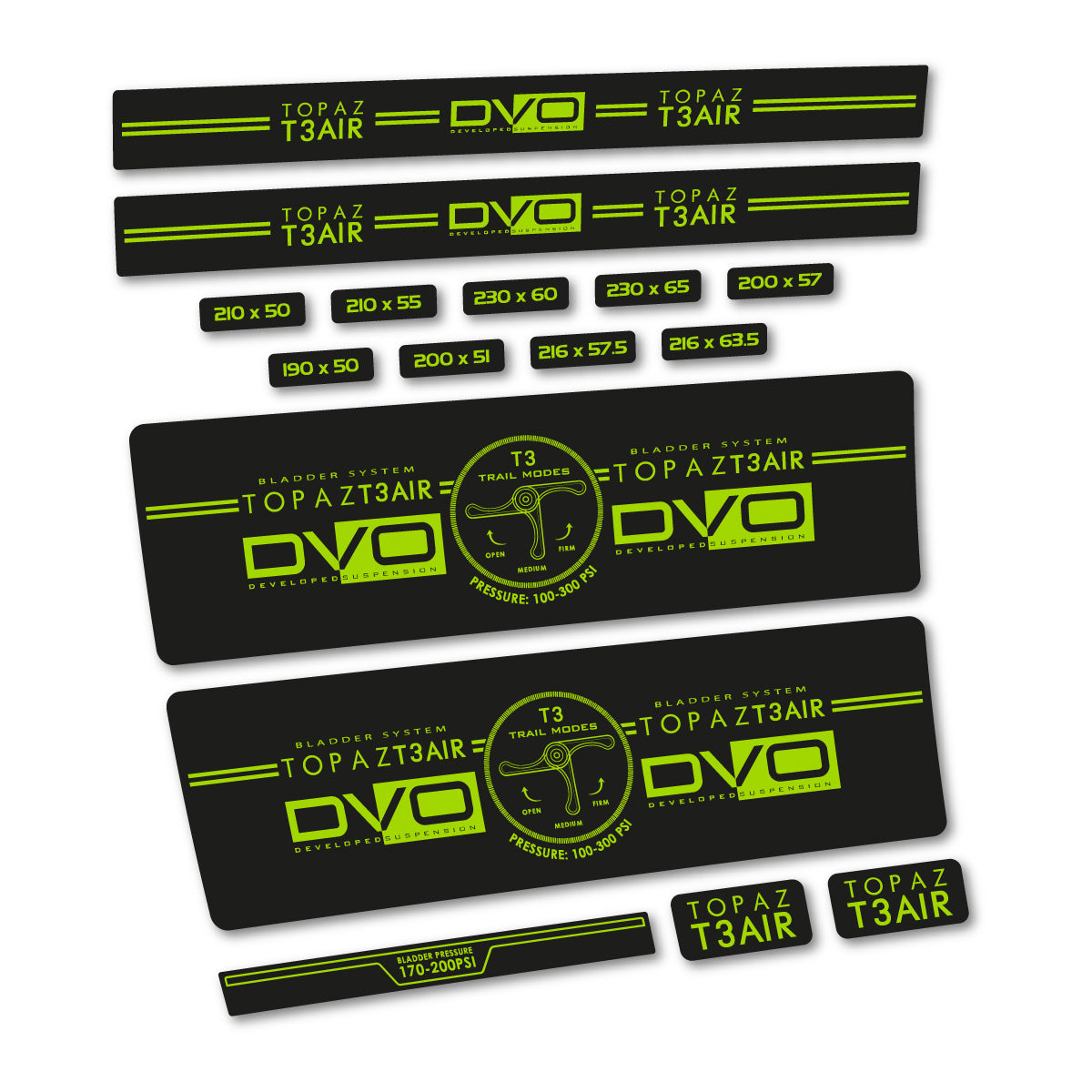 Lime Green decal for DVO Topaz T3 Air Green 2016-2017 rear shock – bike sticker vinyl