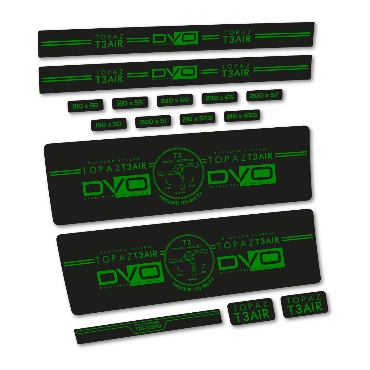 Medium Green decal for DVO Topaz T3 Air Green 2016-2017 rear shock – bike sticker vinyl