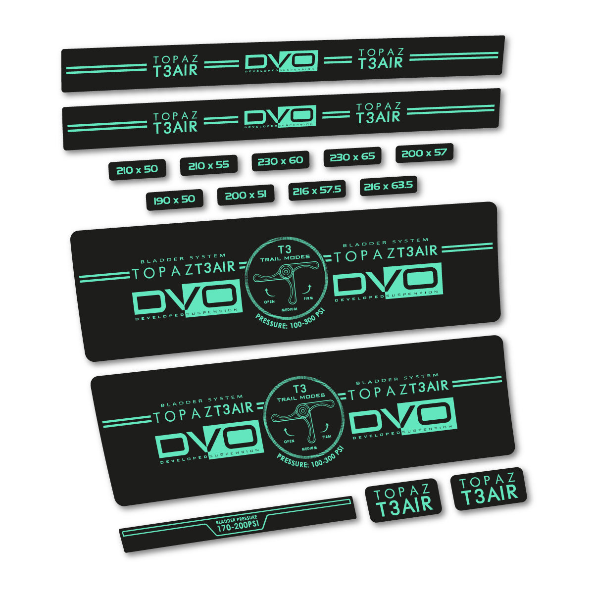 Mint decal for DVO Topaz T3 Air Green 2016-2017 rear shock – bike sticker vinyl