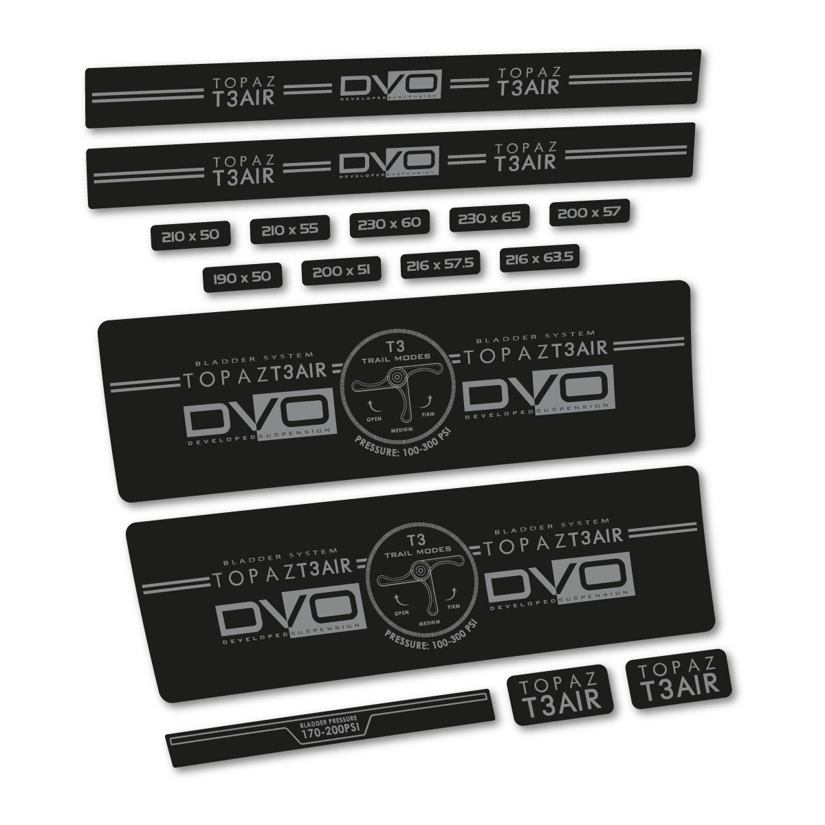 Traffic Grey decal for DVO Topaz T3 Air Green 2016-2017 rear shock – bike sticker vinyl