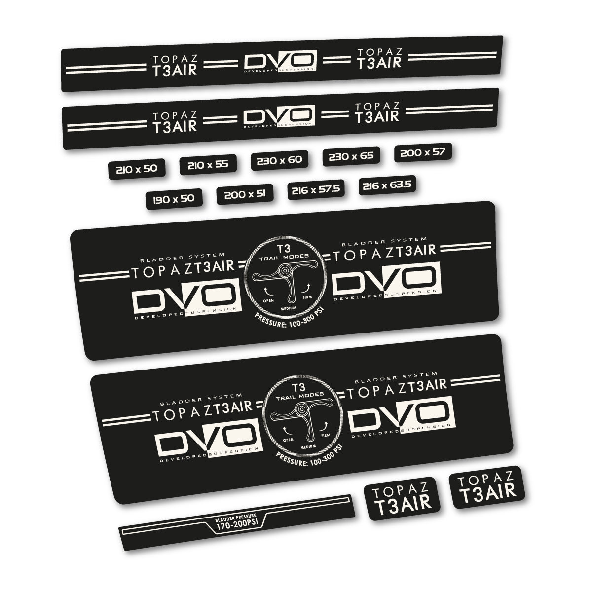 Bone White decal for DVO Topaz T3 Air Green 2016-2017 rear shock – bike sticker vinyl