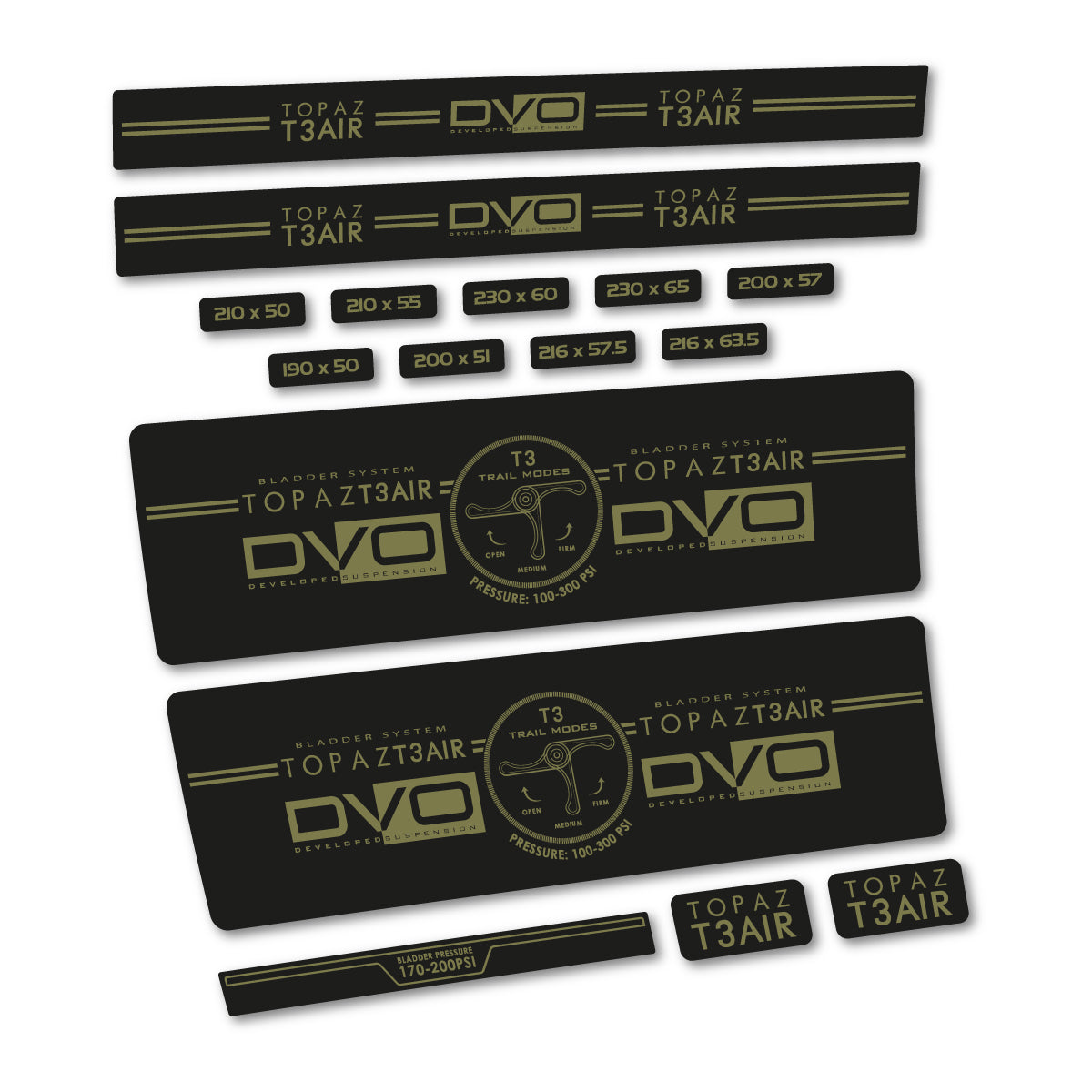 Khaki decal for DVO Topaz T3 Air Green 2016-2017 rear shock – bike sticker vinyl
