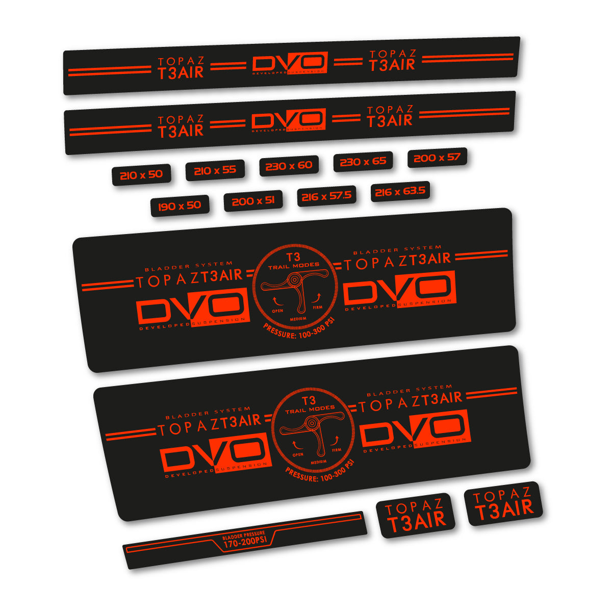 Stickers compatibles DVO Topaz T3 Air Green 2016-2017 pour amortisseur – autocollants vinyle - Orange KTM