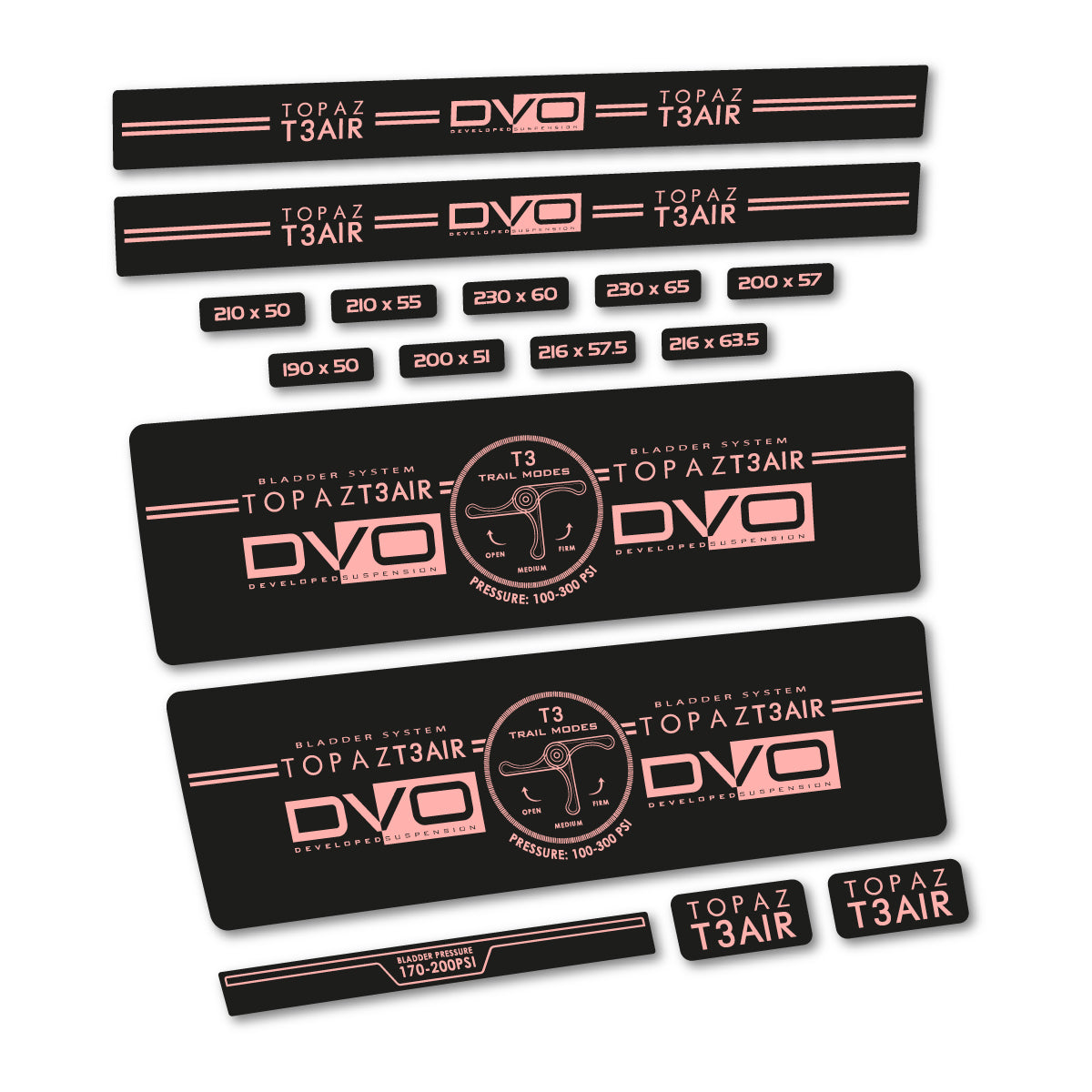 Stickers compatibles DVO Topaz T3 Air Green 2016-2017 pour amortisseur – autocollants vinyle - Rose Saumon
